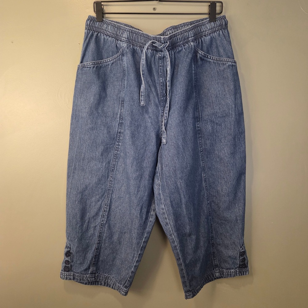 Breckenridge Women's Pull On Jeans Cropped Length 100% Cotton Size L